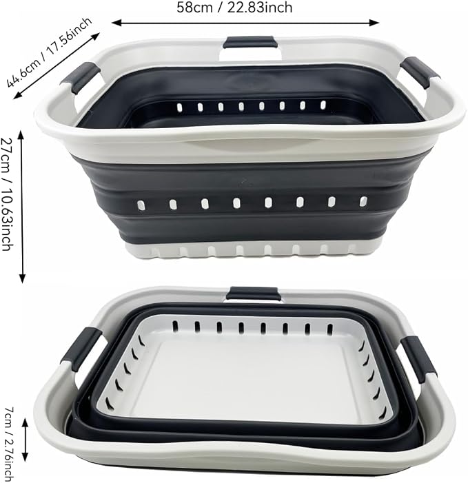 SAMMART 42L (11 gallon) Collapsible Plastic Laundry Basket - Foldable Pop Up Storage Container/Organizer - Space Saving Hamper/Basket (Grey/Charcoal Black) - Image 5