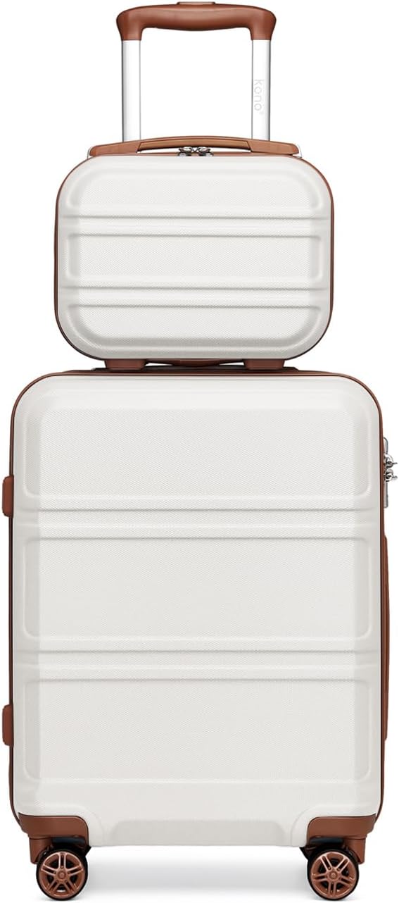 Kono Carry On Luggage Set Airline Approved with Spinner Wheels | Lightweight PC+ABS Carry On Suitcase with TSA Lock Durable Luggage Hardside White by Kono