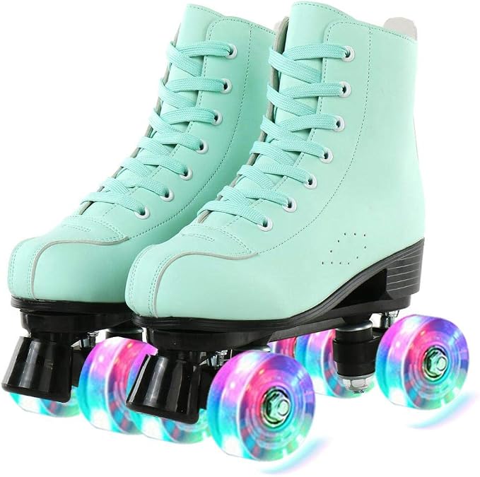 YYW Roller Skates for Women Men, High Top PU Leather Classic Double-Row, Indoor Outdoor, Beginner Shoes Bag - Image 2