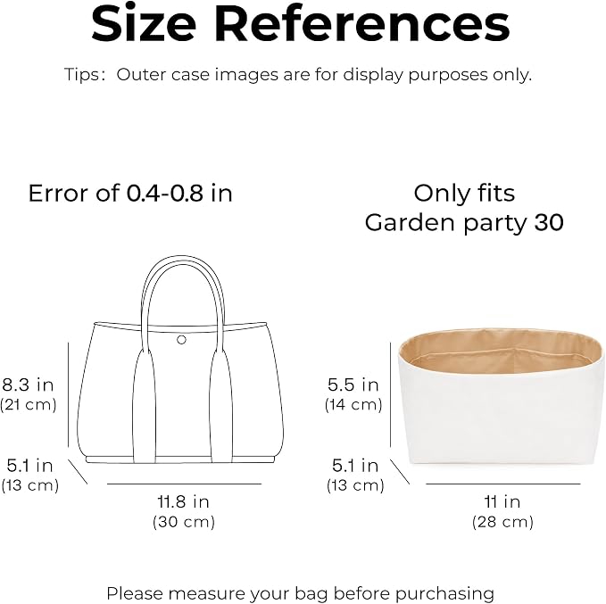 Tote Bag Organizer Insert for HERMES Garden Party 30 Handbag,Custom Fit Inside Premium Vanile Lightweight WaterResistant Purse Insert with Cup Holder Accessories - Image 2