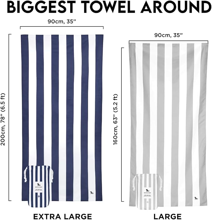 Dock & Bay Beach Towel - Quick Dry, Sand Free - Compact, Lightweight - 100% Recycled - Includes Bag - Cabana - Set of 6 - Large (160x90cm, 63x35) - Image 3