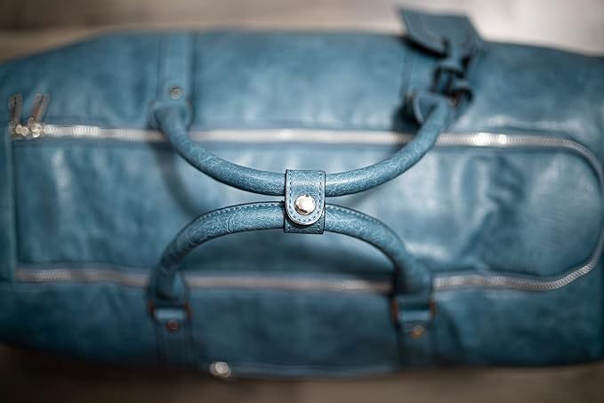 Sole Premise Leather Sneaker Bag Duffel Travel Shoe Bag (Blue) - Image 4