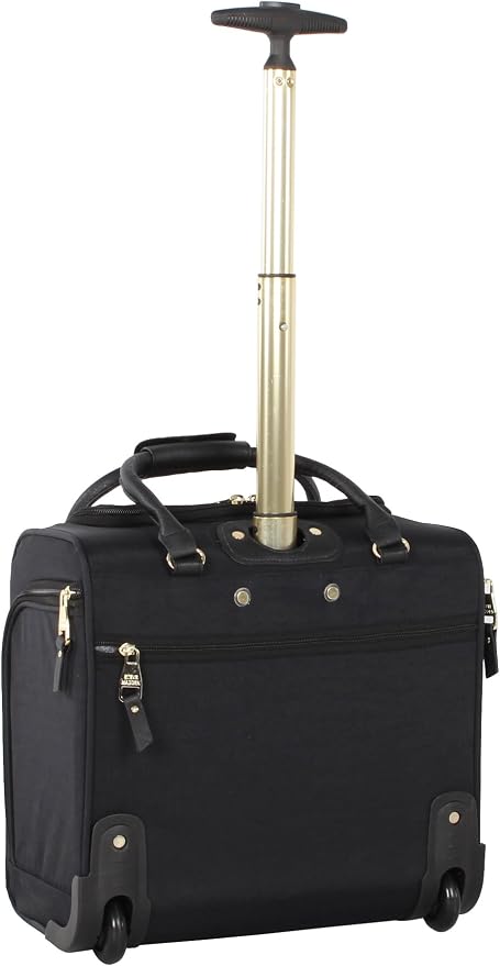 steve madden Designer 15 Inch Carry on Suitcase- Small Weekender Overnight Business Travel Luggage- Lightweight 2- Rolling Spinner Wheels Under Seat Bag for Women (Peek-A-Boo Black) - Image 4