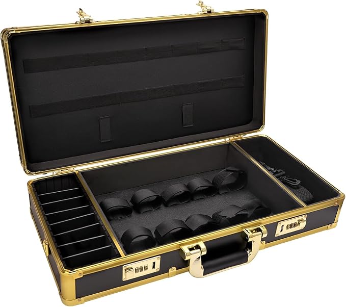 Professional Barber Supplies Case, Barber Cases for Clippers and Supplies, Hairdressing Tools Storage Case with Handle and Secure Numlock, Barber Travel (Golden) - Image 4