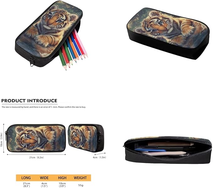 Cute Tiger Backpack for Girls Boys Backpack with Lunch Box Water Bottle Holder with Strap and Soft Pencil Case 4PCS Set Bookbag with Front Pocket 17" Lightweight Elementary School Bag for Kids - Image 5