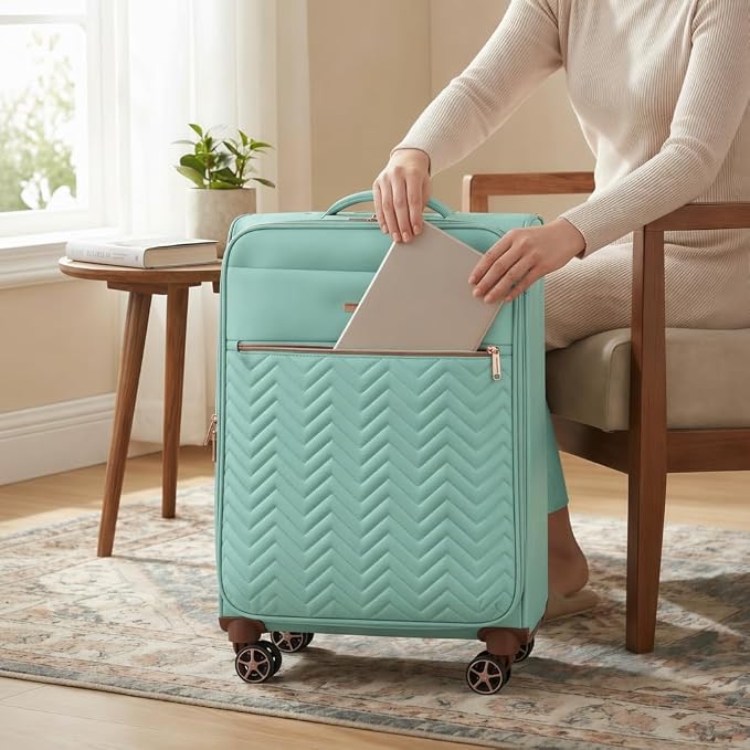 Travelhouse 4-Piece Softside Luggage Set with Spinner Wheels | Lightweight expandable suitcases: 16" underseat duffel bag + 20" carry-on + 24" + 28" checked - Image 2