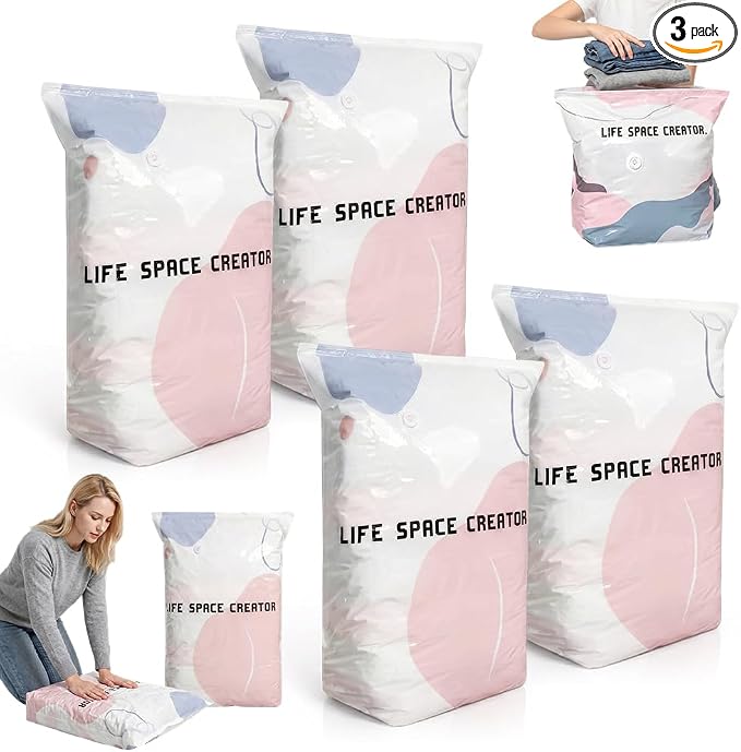 No-Pump Vacuum Storage Bags, Large Compression Storage Bags for Clothes, Comforters, Blankets, Bedding, Travel & Home Organization (M,4PCS) by MogTok