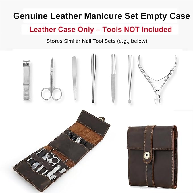 CONTACTS Full Grain Leather Empty Manicure Kit Case for Men Travel Nail Clipper Pouch Small Personal Care Tools Pouch By Handmade (Case Only) - Image 9