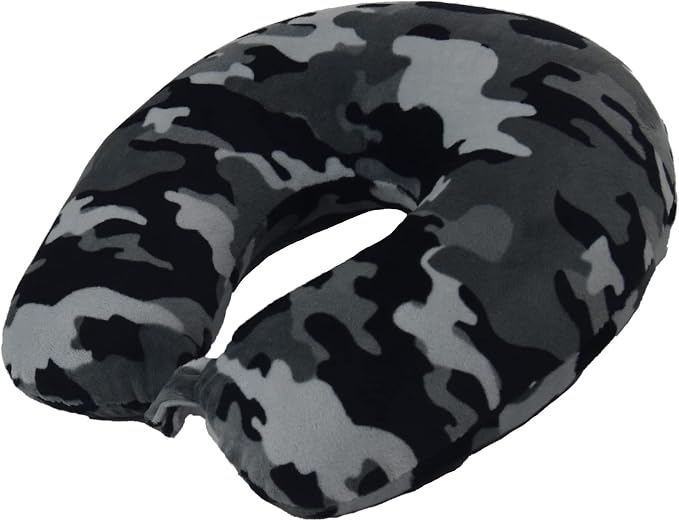Wolf Essentials Adult Cozy Soft Microfiber Neck Pillow, Compact, Perfect for Plane or Car Travel, Black Camo (Pack of 2) - Image 5