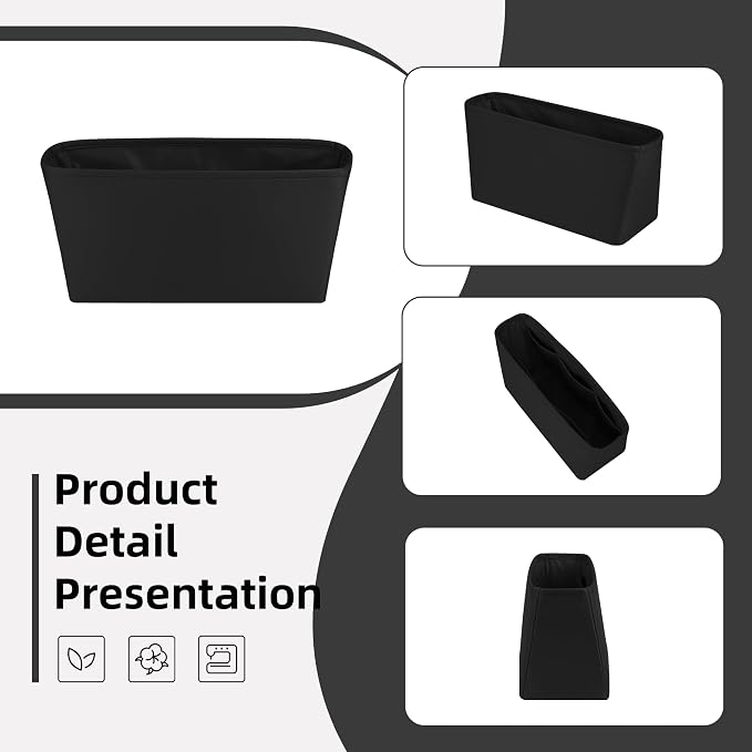 DGAZ Purse Organizer Insert Fits Neverfull-Mini/PM/MM/GM Bags，Silk Bag Organizer，Luxury Handbag & Tote Shaper（PM, Black） - Image 6