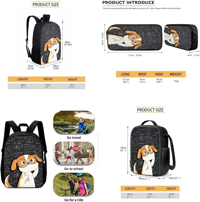 Mumeson Cool Cartoon Dog Backpack for Kids Boys Kids Rucksack Lightweight School Bags Large Bookbags Soft Backing Daypack Insulated Lunch Tote Bag Pencil Case Pouch Storage - Image 5