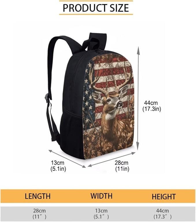 American Flag Backpack with Lunch Box Kids Girls 6-8/8-10 Hunting Deer Bookbags for 1st Grade and Lunch Bag Set Camo Elementary School Back Pack Lunchbox Pencil Case Water Bottle Holder - Image 4
