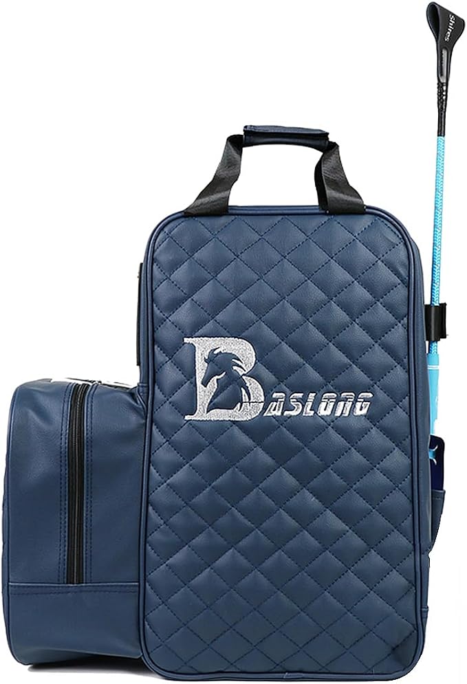 Professional Equestrian Bags Durable PU Leather Waterproof Horse Riding Boots Carry Bag Attached Helmet Hat Compartment (Navy Blue) by UNISTRENGH