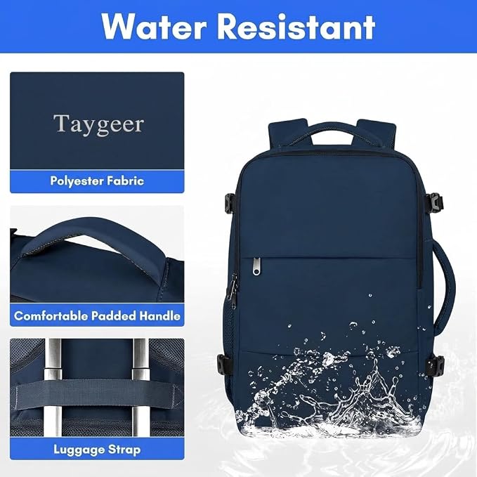 Taygeer Carry On Backpack, 35L Travel Backpack for Women Airline Approved | Laptop Bag with Water Bottle Pocket & Shoe Pouch, Personal Item Mochila for College Business Trip Weekender, Dark Blue - Image 5