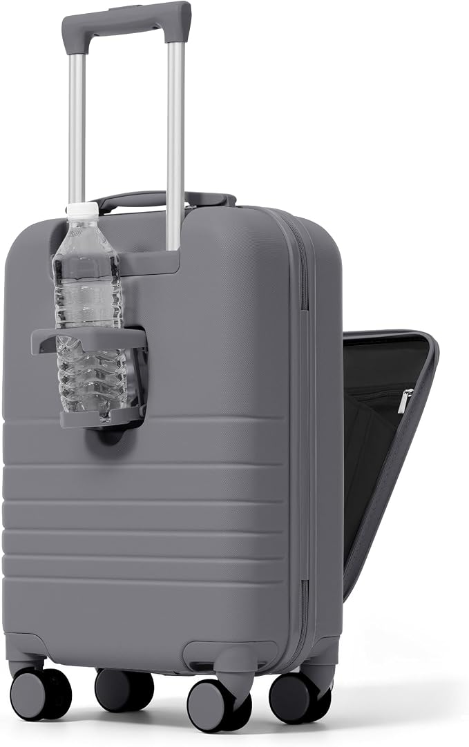 20 Inch Checked Suitcase with TSA Lock Travel Duffel Bag Wet-Dry Toiletry Bag, Grey Front-Opening - Image 7