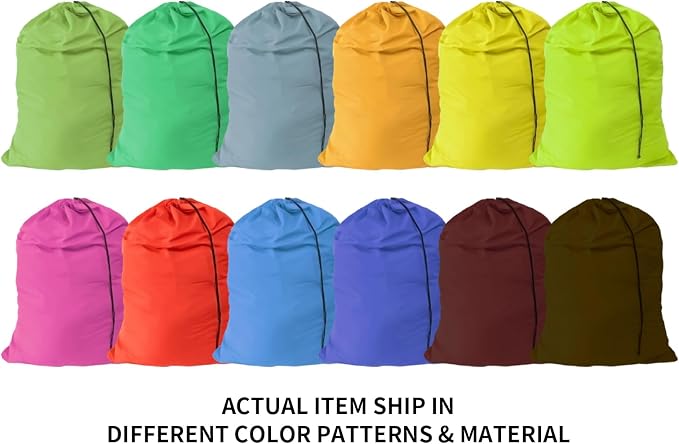 Extra Large Laundry Bag 30"x40" – 12 Pack Mixed Color Drawstring Bags for College, Dorm, Family – Color-Coded Laundry Sorting Set, Machine Washable - Image 3