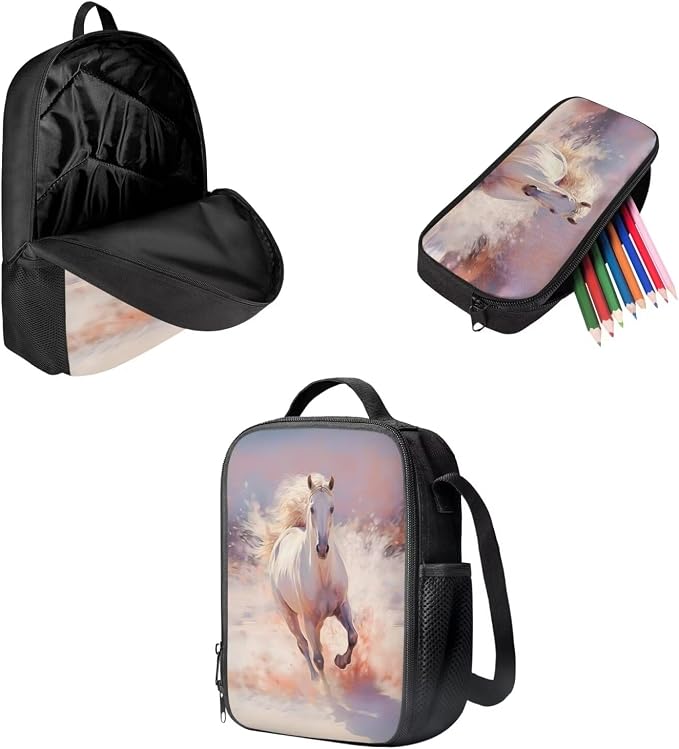 AFPANQZ Kids Backpack 3 Pieces Set Large Capacity School Bags with Heat Insulated Lunch Bags Small Pencil Bags 3 Pack - Image 2