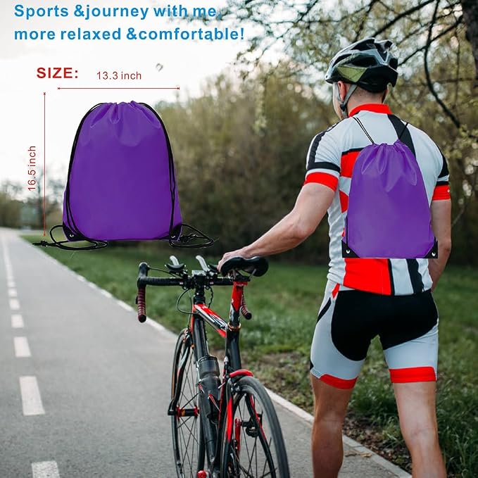 Drawstring Backpack Bulk 30 Packs Draw String Backpack Bags DIY Gym Sports Traveling Trip ride Pedestrianism Yoga Cinch Bag Sackpack Drawstring (purple) - Image 5