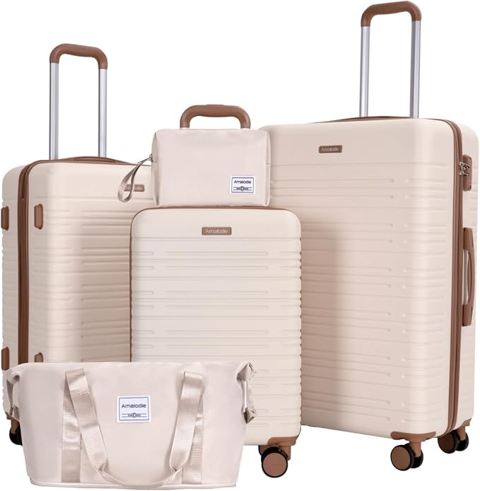 Luggage Sets 5 Piece,Suitcases with Double Spinner Wheels and TSA Lock,Hardcase 3 set Luggage with Travel Duffle Bag,Carry On Luggage Set by Travelhouse