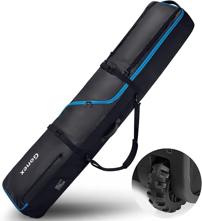 Gonex Snowboard Bag with Wheels,Adjustable Length Up to 175cm to 190cm, Fully Padded Ski Bag for Air Travel, 1200D Polyester PVC Waterproof Rolling Ski Bag with Skis Strapes - Image 8