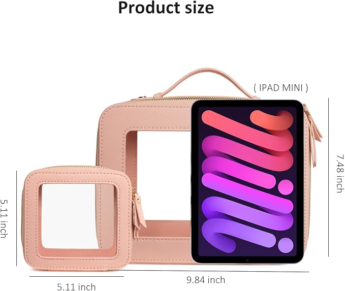 LETGO 2 Pack Clear Travel Toiletry Bag for Women, Large & Mini Waterproof PU TSA Approved Cosmetic Pouches, Portable Beach Vacation Makeup Organizer Set, See Through Skincare Sunscreen Bags for Women - Image 2