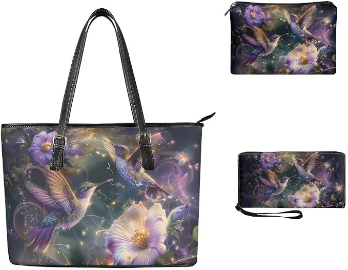 Women Purse Handbags Wallet Sets Leather Shoulder Tote Bag for Women,Top Handle Purse with Wrist Wallet Bag - Image 3