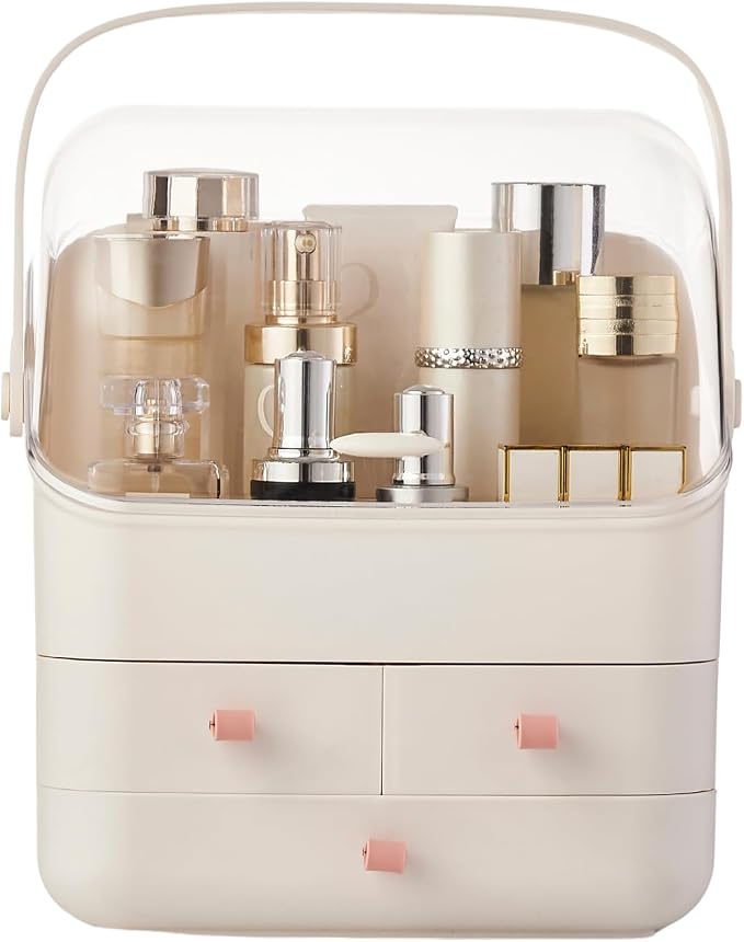Large Makeup Organizer w Drawers Beauty Organizer Makeup Box Holder Vanity Organization Desk Countertop MakeUp Organizers Bathroom Counter Organizer Skincare Cosmetic Case Stand Dustproof Lid Gift - Image 2