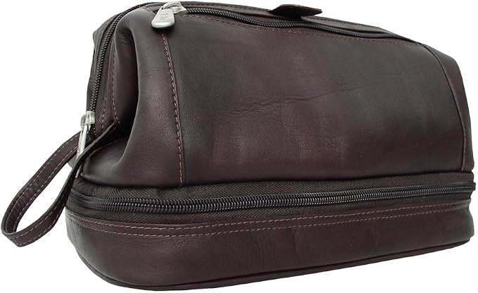Piel Leather U Frame Utility Kit with Zip Bottom, Chocolate, One Size - Image 2