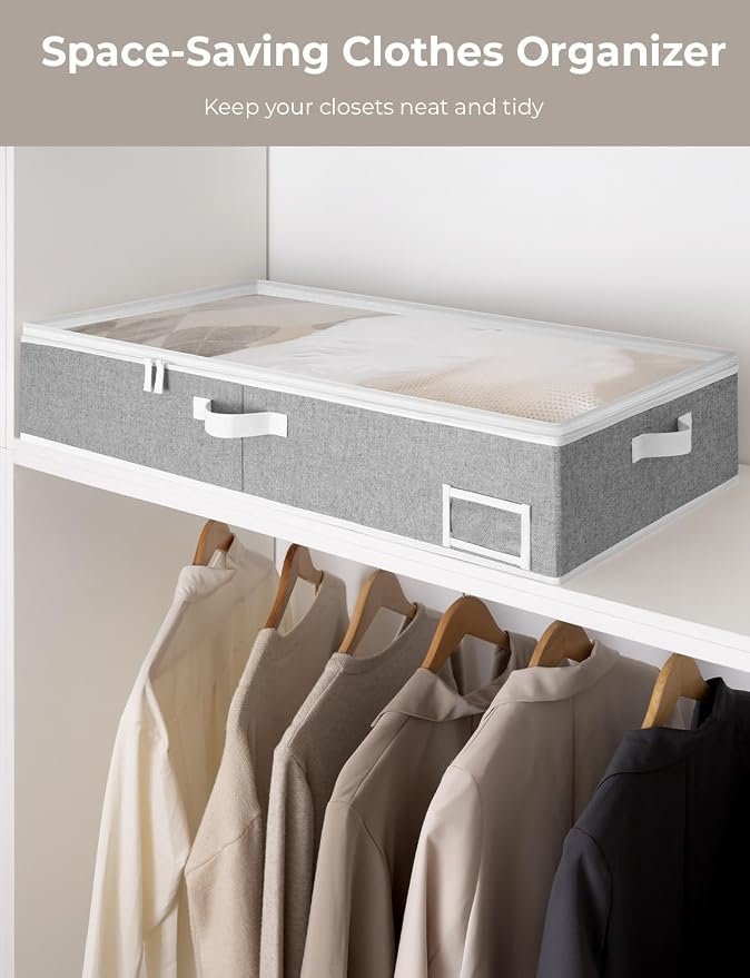 StorageWorks Large Under Bed Storage Containers with Handles and Label Holder, 2 Pack Ultra-thick Fabric Underbed Bins, Closet Organizer for Clothes, Blankets, Sweater - Image 7