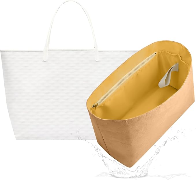 Lightweight Bag Insert for Saint Louis GM, Side Zipper, Yellow | Bottle Holder and Side Zip, Smooth Satin Interior, Easy-Care Outer Surface, Multiple Color Options, Structured Yet Flexible by 19NeatThin
