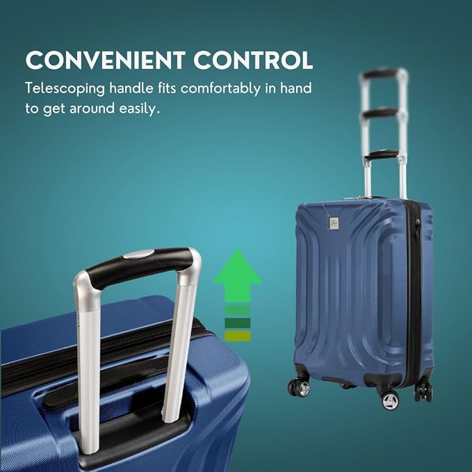 Skyway Nimbus 4.0 Expandable, Durable Hardside, 4 Wheel Spinner, Lightweight Suitcase, Unisex, Stylish, Maritime Blue, Carry-On 20-Inch - Image 5