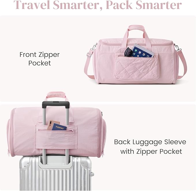 S-ZONE Garment Duffle Bags for Travel Carry on Convertible 2 in 1 Suit Bags Hanging Suitcase with Toiletry Bag 50L - Image 4
