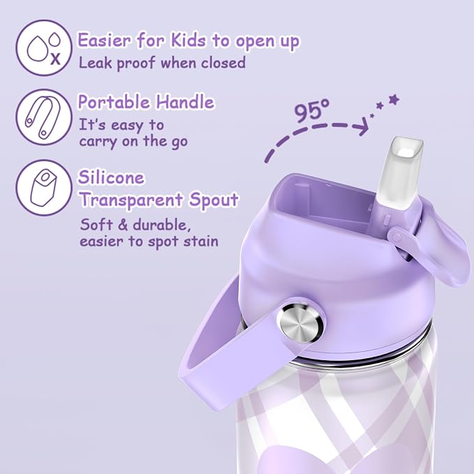 ACESAK Backpack for Girls with Insulated Water Bottle, Bookbag Backpack for Girls Kids, 14oz Kids Water Bottle Stainless Steel, Lunch Bag & Pencial Case, Back To School Gift (Purple) - Image 6