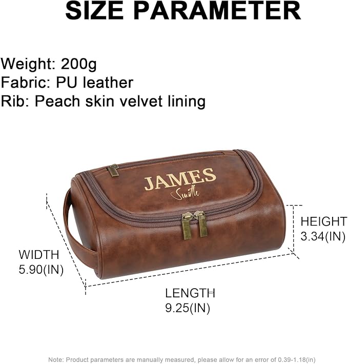 Personalized Leather Toiletry Bag, Brown, Three Layer Structure, Waterproof, Customizable Name Engraving, Travel Organizer for Men, Multi-Occasion Gift (TSN0925) - Image 2