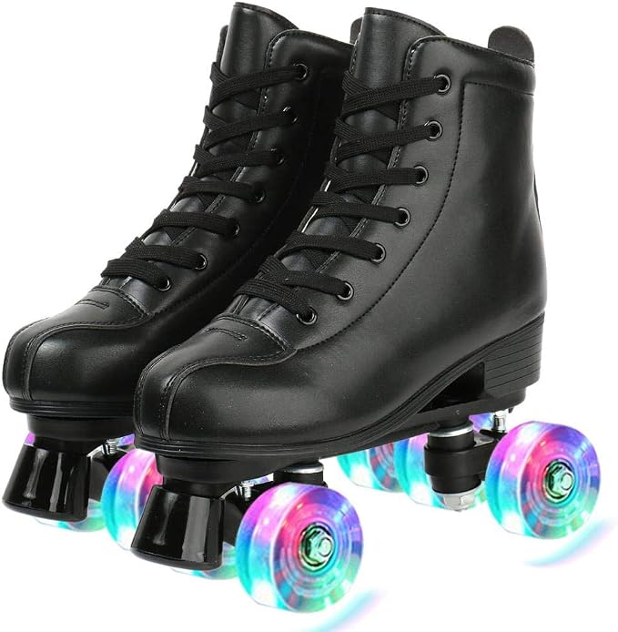 YYW Roller Skates for Women Men, High Top PU Leather Classic Double-Row, Indoor Outdoor, Beginner Shoes Bag - Image 2