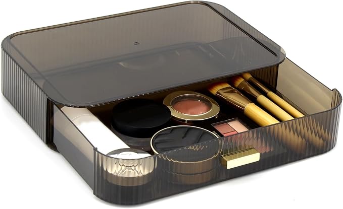 Makeup Organizer Drawers Stackable, Bathroom Vanity Organizers and Storage, Great for Cosmetics, skincare, Lipsticks, Nail Care (Black,1 Drawer) by JONKASIPA
