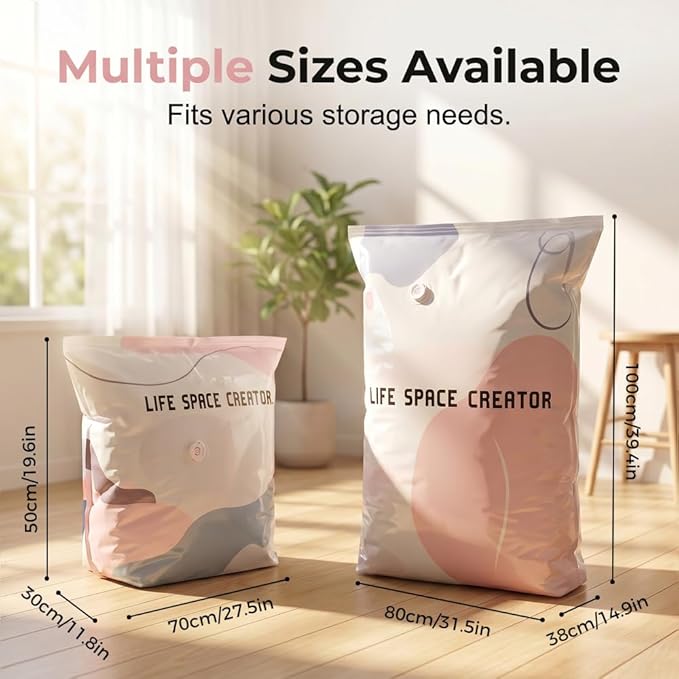 No-Pump Vacuum Storage Bags, Large Compression Storage Bags for Clothes, Comforters, Blankets, Bedding, Travel & Home Organization (M,3PCS) - Image 2