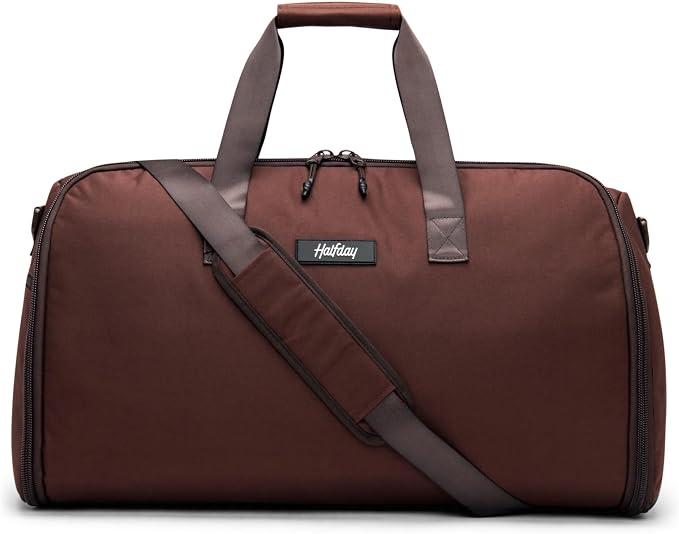 Halfday Convertible 2-in-1 Garment Duffel Weekender Bag 45L: Wrinkle-Free Travel (Hanging Suit Compartment, Shoe Pockets, Trolley Sleeve), Durable & Water-Resistant Carry-on, Port by HalfdayTravel