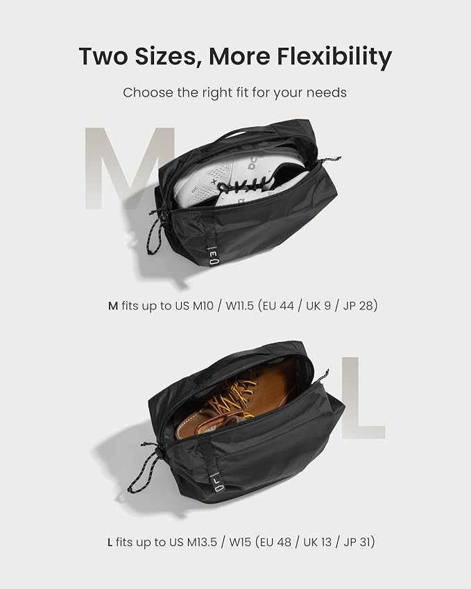 tomtoc Shoe Bag for Travel Packing, Fits Up to US Men’s 13.5/Women’s 15 | Odor-resistant Packing Organizer Pouch for Backpack Luggage Suitcase, Travel Essentials Storage for Daily Gym Use, L 1Pack - Image 3