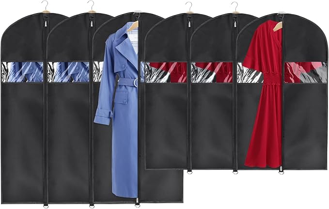 Univivi Hanging Garment Bags Suit Bag for Storage and Travel 40/50 inch,(Set of 6), Washable Suit Cover for T-Shirt, Jacket, Suits, Dresses, Coats, [Upgraded Version] by Univivi