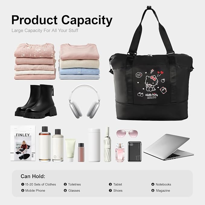 AmBealla Large Waterproof Travel Bag Weekender Carry On Tote,Lightweight Polyester Luggage Sleeve Overnight for Women Girls,Fits on Suitcase Work&Gym Sports - Image 5