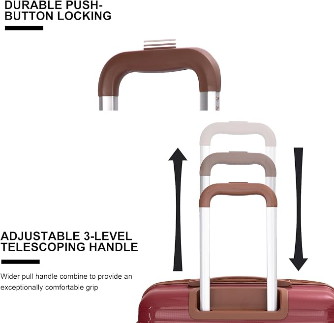 Travelhouse Luggage Sets 5 Piece with Double Spinner Wheels,PP Hardside Suitcase Sets with TSA Lock,Carry On Luggage Set with Travel Duffle Bag for Women and Men - Image 5