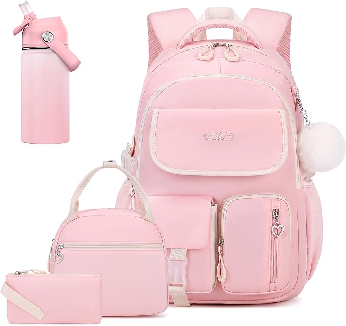 DIGOBAY Backpacks for Girls, 6PCS School Backpack with 14OZ Water Bottle Lunch Box Pencil Pouch for Teen Girls Kids Elementary Primary Middle High College Travel School bag Bookbag Set by DIGOBAY