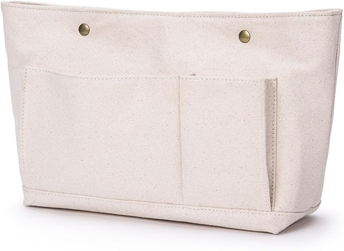 Lightweight Handbag Organizers Insert with Multiple Pockets Handbag Organizer for Storage and Organization Cosmetic Bag Cotton Canvas (M, Beige) - Image 9