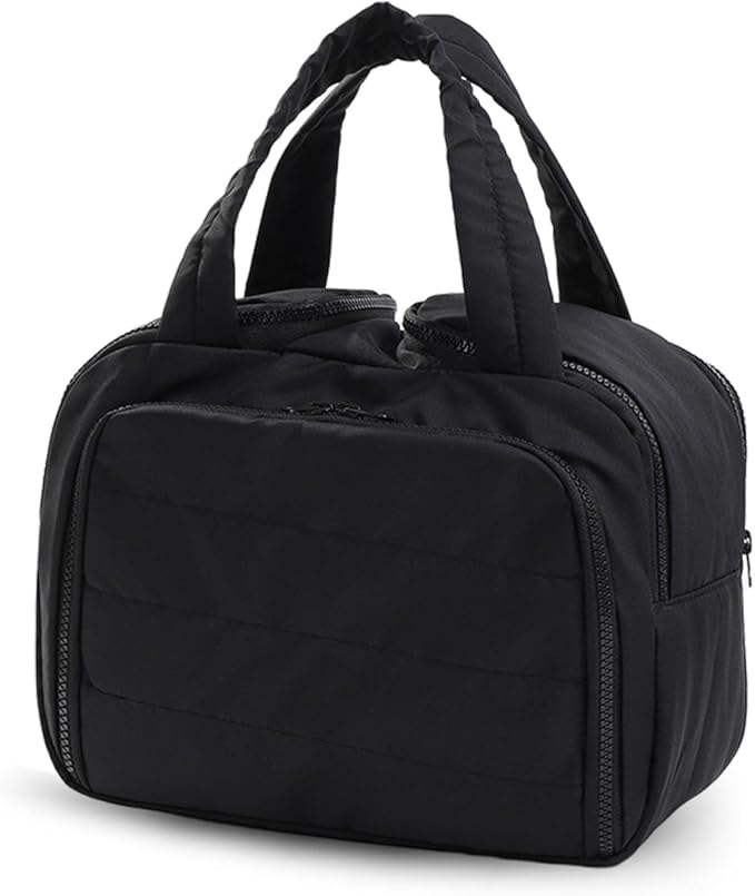 Toiletry Bag,Toiletry Bag, Waterproof Lightweight Large Wide-Open Travel Toiletry Bags, Puffy Cosmetic Makeup Bag for Traveling, Accessories, Essentials, Toiletries (Black) by tarcegta
