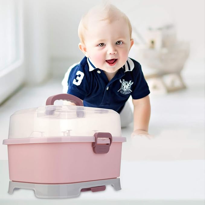 NUOBESTY Baby Bottle Storage Box with Cover Portable Milk Bottle Case and Drying Rack for Home and Travel 13.8 X 9.8 X 9.8 Inches Organizer for Baby Supplies - Image 8
