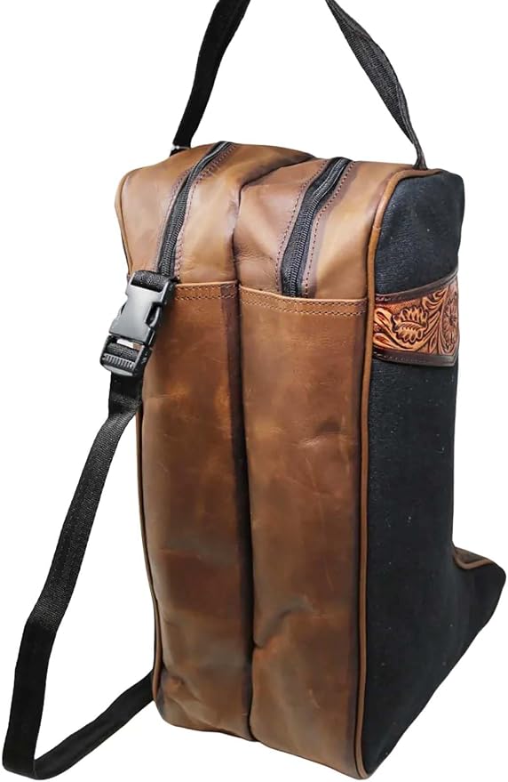 CHALLENGER Western Waxed Canvas Leather Travel Carry Storage Boot Bag Waterproof 30SK02 - Image 2