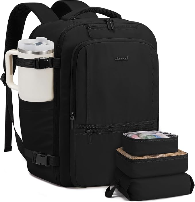 LOVEVOOK Travel Backpack for Women & Men, 50L Large Carry On Backpack Airline Approved, TSA Personal Item Weekender Bag, Water Resistant Laptop Backpacks with 3 Packing Cubes for Travel Essentials by LOVEVOOK