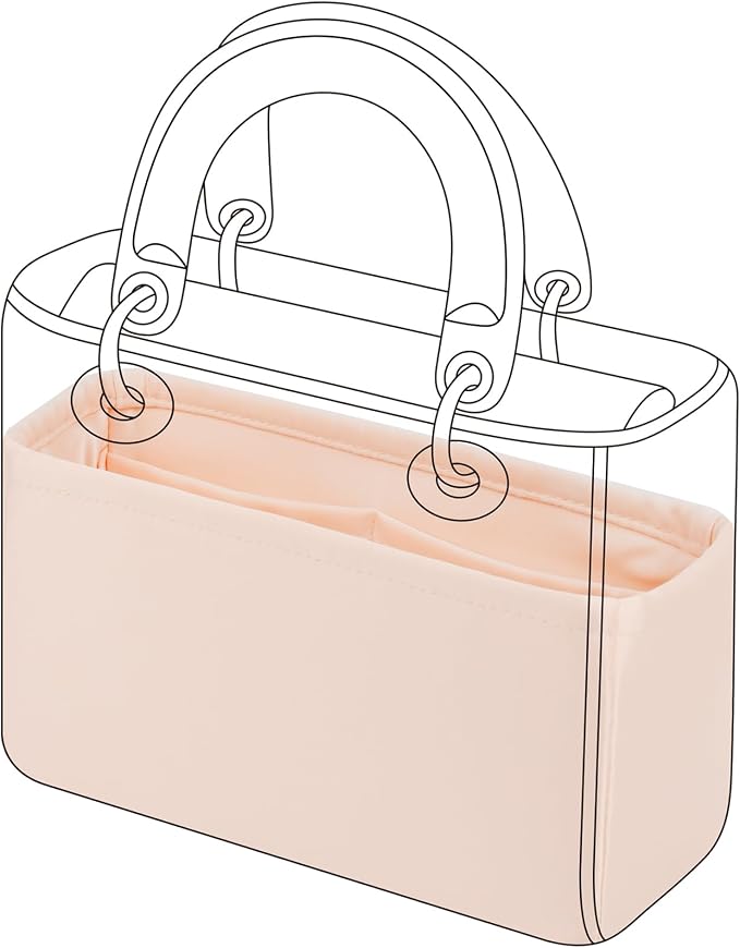 DGAZ Silk Purse Organizer Insert for Lady-Dior Bag(Rose dragee,Micro) | Soft and Lightweight,Perfect Fit,Multi-pocket Storage,Bag Protector,Luxury Bag Care,Handmade,for Smooth Bag Organizer by DGAZ
