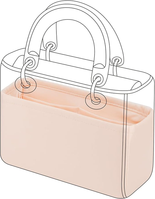 DGAZ Silk Purse Organizer Insert for Lady-Dior Bag(Rose dragee,Micro) | Soft and Lightweight,Perfect Fit,Multi-pocket Storage,Bag Protector,Luxury Bag Care,Handmade,for Smooth Bag Organizer by DGAZ
